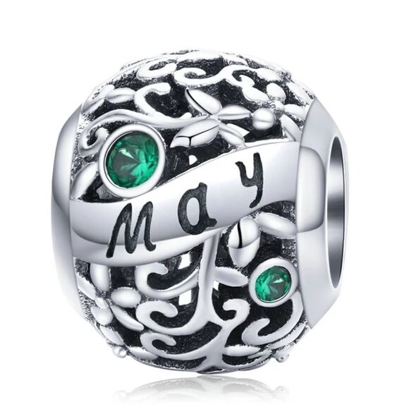 925 Silver May Birthstone Charm - Picture 1 of 6